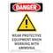 Signmission OSHA Danger Sign, Wear Protective Equipment, 7in X 5in Decal, 5" W, 7" H, Portrait OS-DS-D-57-V-1614 - alternate 1